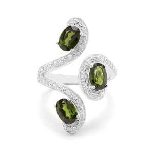 Chrome Diopside & White Zircon Sterling Silver Ring ATGW 2.65cts