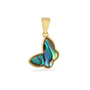 Paua Gold Tone Sterling Silver Butterfly Pendant 