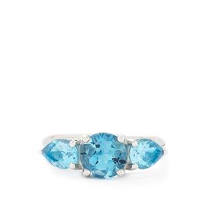 3.63ct Swiss Blue Topaz Sterling Silver Ring