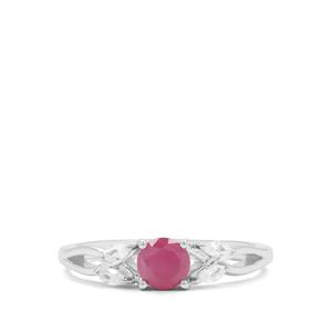 Kenyan Ruby Ring with White Zircon in Sterling Silver 0.85ct