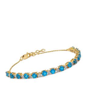 Vivid Blue Apatite & Diamond 18K Gold Lorique Bracelet MTGW 4.23cts
