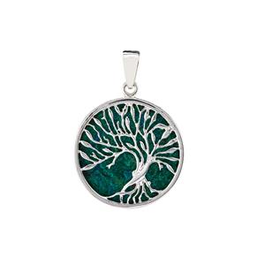17cts Chrysocolla Sterling Silver Tree of Life Pendant