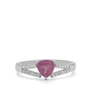 Ilakaka Hot Pink Sapphire & White Zircon Sterling Silver Ring ATGW 1.25cts (F)
