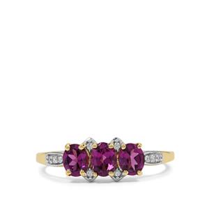 Comeria Garnet Ring with White Zircon in 9K Gold 1.35cts