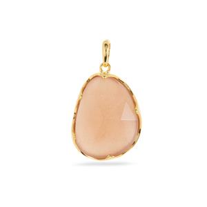 13.22cts Peach Moonstone Gold Tone Sterling Silver Pendant 
