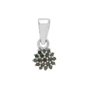 Green Diamond Pendant in Sterling Silver 0.11ct