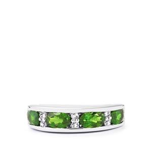 Chrome Diopside Ring with White Topaz in Sterling Silver 2.11cts