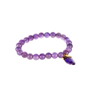 90cts Amethyst Gold Tone Sterling Silver Stretchable Bracelet 