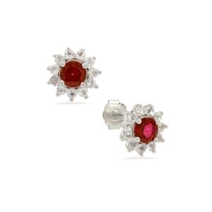 1ct Mystic Pink, White Topaz Sterling Silver Earrings 
