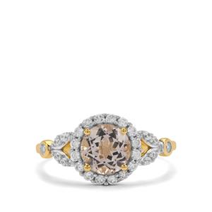 Idar Peach Morganite & White Zircon 9K Gold Ring ATGW 1.65cts