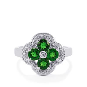 Chrome Diopside & White Zircon Sterling Silver Ring ATGW 1.44cts