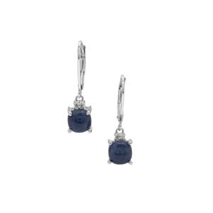 Bharat Sapphire Earrings with White Zircon in Sterling Silver 5.35cts
