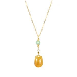Type A Honey Jadeite Gold Tone Sterling Silver Necklace