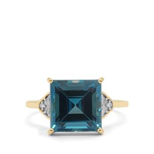 Marambaia London Blue Topaz & Diamond 9K Gold Ring ATGW 6.45cts