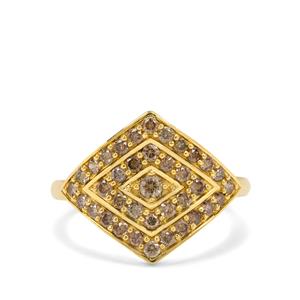 0.60ct Cape Champagne Diamonds 9K Gold Ring 