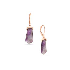 10.57cts Banded Amethyst Rose Tone Sterling Silver Earrings 