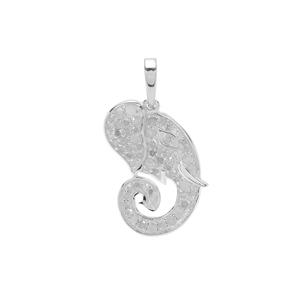 1/2ct Diamond Sterling Silver Elephant Pendant 