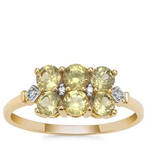 Mansanite™ Ring with Diamond in 9K Gold 1.20cts