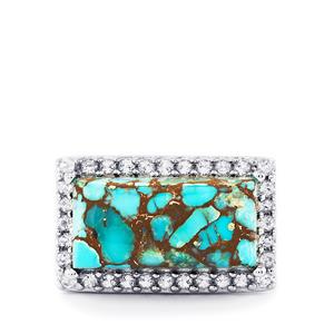 Egyptian Turquoise & White Topaz Sterling Silver Ring ATGW 7.31cts