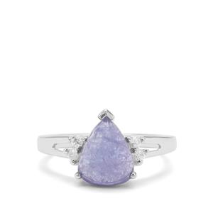 Rose Cut Tanzanite Ring with White Zircon in Sterling Silver 2.70cts