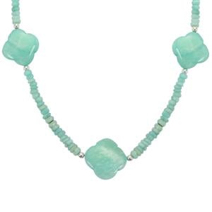 Natural Amazonite Quatrefoil Necklace in Sterling Silver 100cts