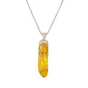 Baltic Amber Two Tone Sterling Silver Necklace (25x86mm)