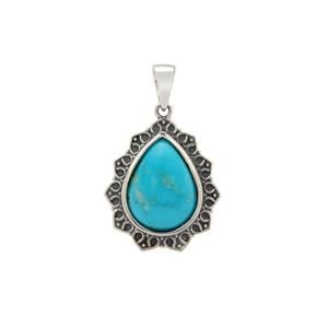 7.40cts Armenian Turquoise Sterling Silver Oxidized Pendant 