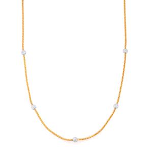 16"-18" Adjustable Station Necklace in Two Tone Gold Plated Sterling Silver 4.59g