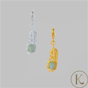 Kimbie Amazonite Set Feather Charm - Available in 925 Sterling Silver & Gold Plated  925 Sterling Silver
