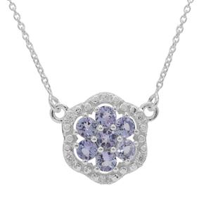 Tanzanite Necklace with White Zircon in Sterling Silver 1.30cts
