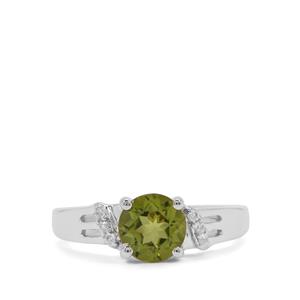 Red Dragon Peridot & White Topaz Sterling Silver Ring ATGW 1.61cts