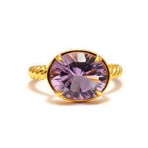 4.31cts Ametista Amethyst Gold Tone Sterling Silver Ring 