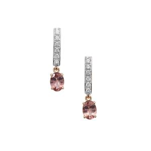 Rosé Apatite & White Zircon 9K Gold Earrings ATGW 2.25cts