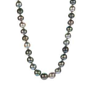 Tahitian Cultured Pearl Sterling Silver Graduated Necklace