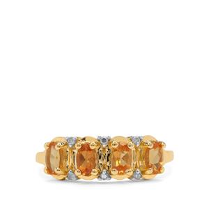 Mandarin Garnet Ring with Diamond in 9K Gold 1.25cts
