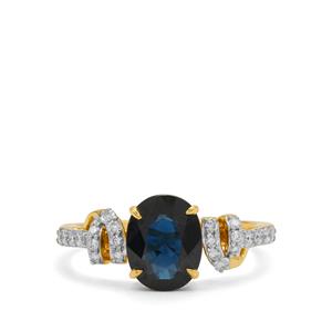Blue Sapphire & Diamonds 18K Gold Lorique Ring MTGW 2.71cts