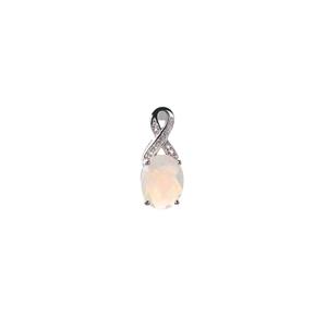 1.07cts Ethiopian Opal & White Topaz Sterling Silver Pendant 