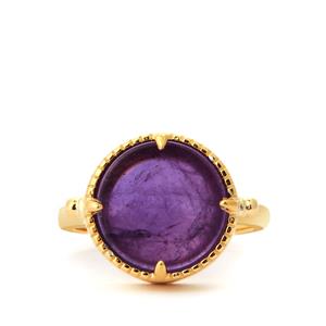 7.28cts Zambian Amethyst Gold Tone Sterling Silver Ring