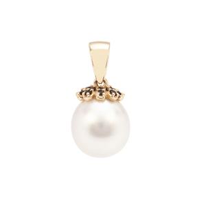 South Sea Cultured Pearl & Black Spinel 9K Gold Pendant (10mm)