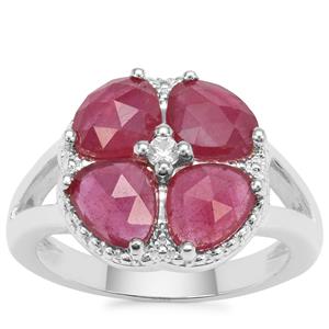 Rose Cut Malagasy Ruby Ring with White Zircon in Sterling Silver 3.05cts (F)