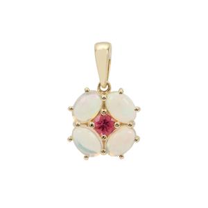 Ethiopian Opal Pendant with Safira Tourmaline in 9K Gold 1.35cts