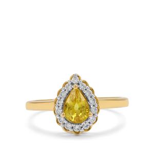 Bang Kacha Yellow Sapphire & White Zircon 9K Gold Ring ATGW 1.15cts