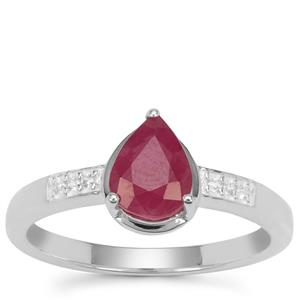 John Saul Ruby Ring with White Zircon in Sterling Silver 1.60cts
