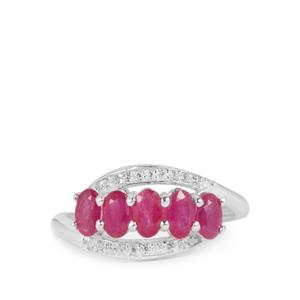 John Saul Ruby Ring with White Zircon in Sterling Silver 1.67cts