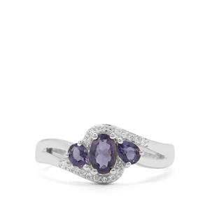 Bengal Iolite & White Zircon Sterling Silver Ring ATGW 0.75ct