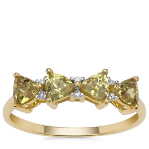 Mansanite™ Ring with Diamond in 9K Gold 1.10cts