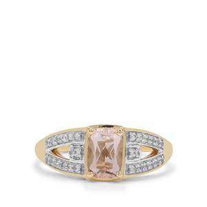 Idar Pink Morganite & White Zircon 9K Gold Ring ATGW 1cts