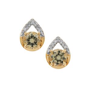Csarite® & Diamond 9K Gold Earrings ATGW 2cts