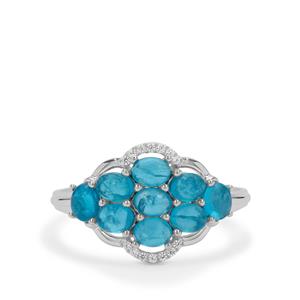 Neon Apatite & White Zircon Sterling Silver Ring ATGW 2.30cts
