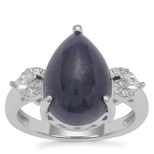 Bharat Sapphire Ring with White Zircon in Sterling Silver 10cts